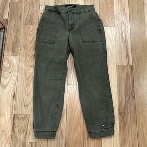 Express army green “cargo” looking pants with cuffs.